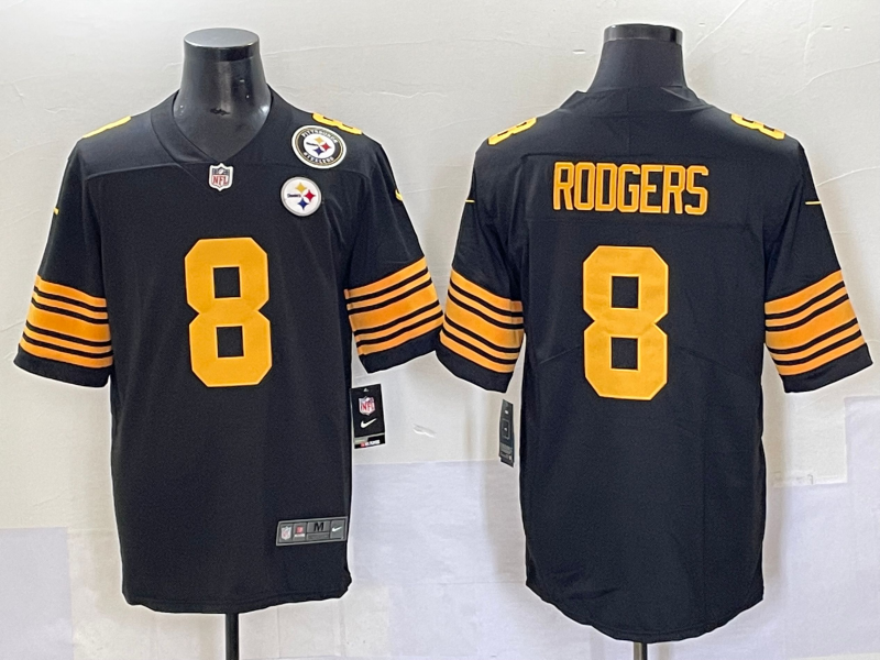 Men Pittsburgh Steelers #8 Rodgers Black Nike Limited NFL 2025 Jersey 004->pittsburgh steelers->NFL Jersey